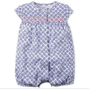 Carters Snap Embroidered Romper
